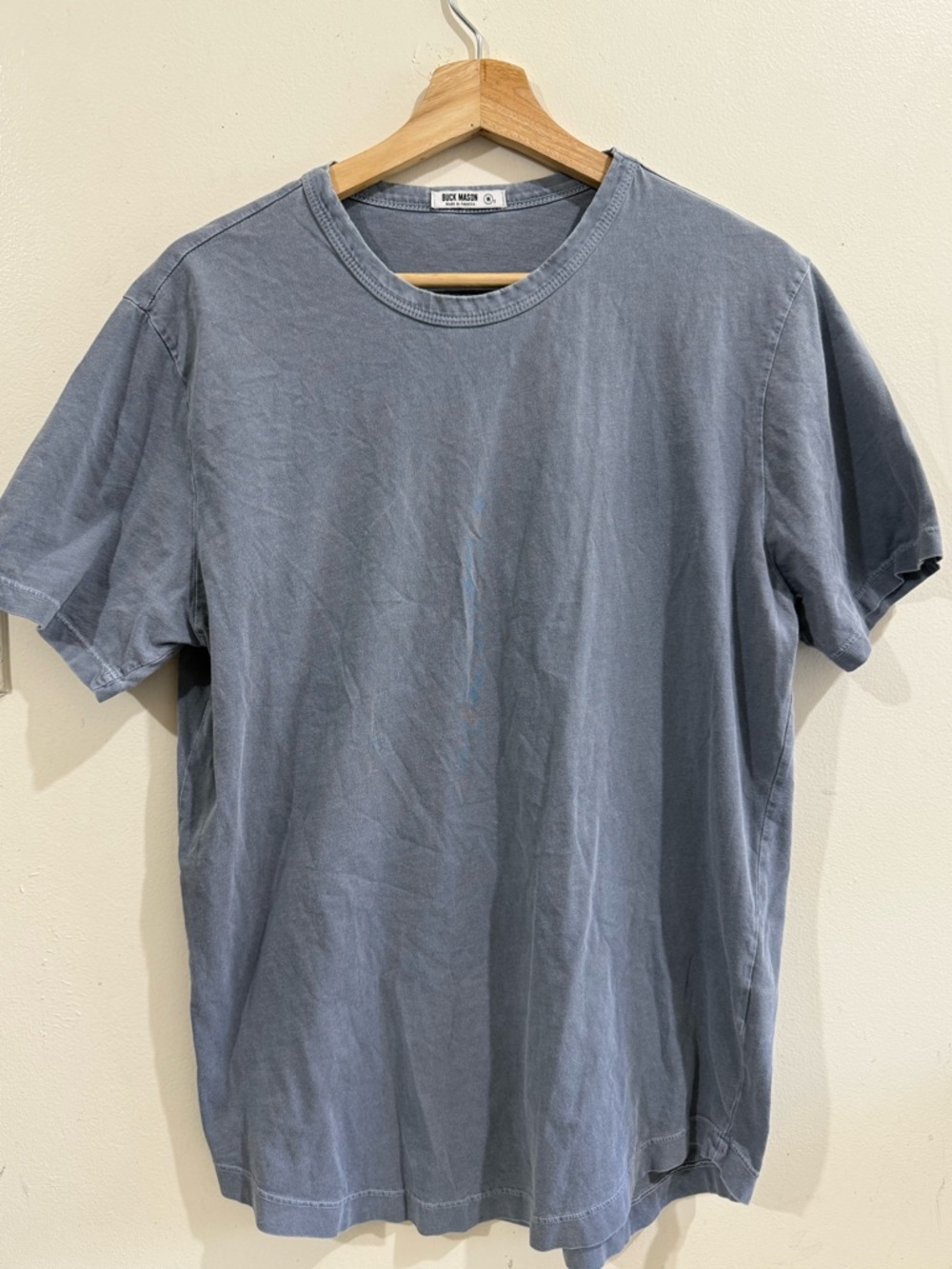 Buck Mason Washed Slate Blue Short Sleeve Crew